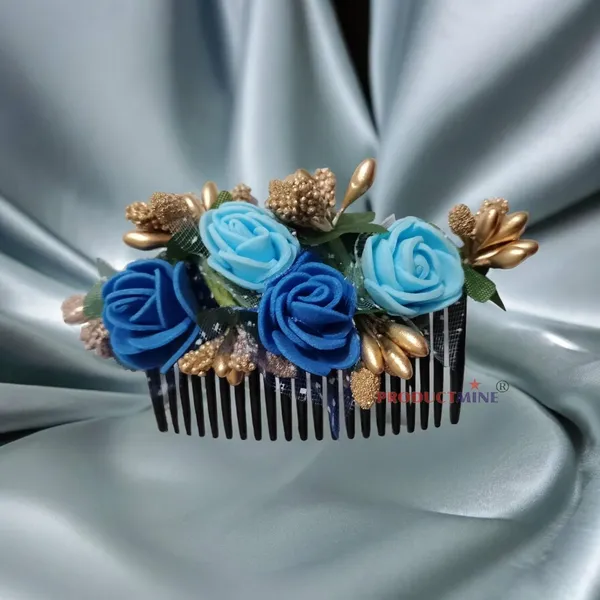 Blue_Floral_Hair_Comb_Pin_Floral_For_Women_And_Girls_Hair