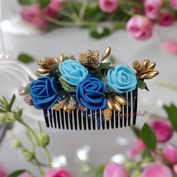 Blue_Floral_Hair_Comb_Pin_Floral_For_Women_And_Girls_Hair