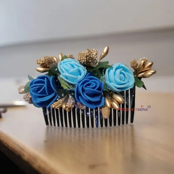 Blue_Floral_Hair_Comb_Pin_Floral_For_Women_And_Girls_Hair