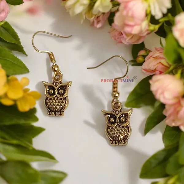 Golden_Owl_Dangler_Earrings_For_Women_&_Girls_Modern_Earring_For_Smart_Casual_Wear_-_1_Pair