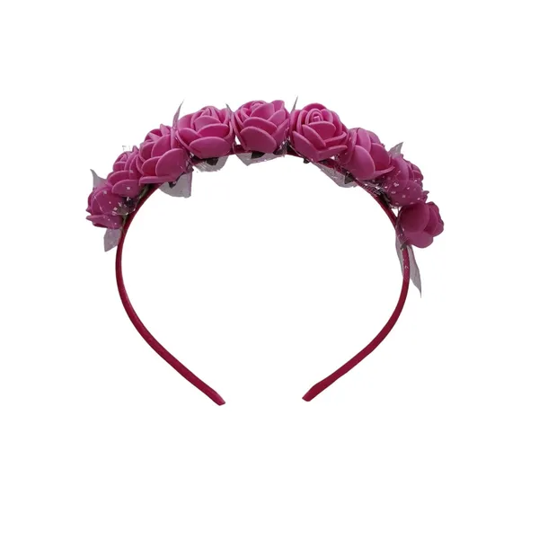 Magenta_Floral_Hairband_Flower_Accessories_Tiara_For_Women_Wedding_-_1_Pc