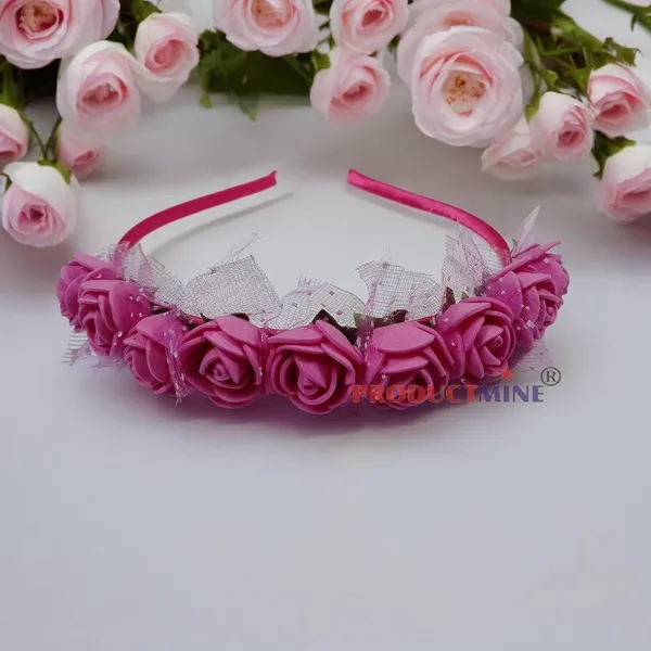 Magenta_Floral_Hairband_Flower_Accessories_Tiara_For_Women_Wedding_-_1_Pc