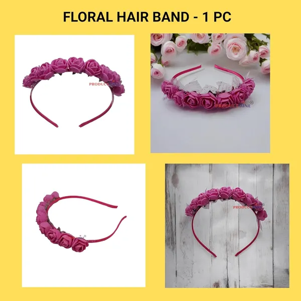 Magenta_Floral_Hairband_Flower_Accessories_Tiara_For_Women_Wedding_-_1_Pc
