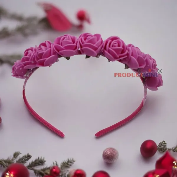 Magenta_Floral_Hairband_Flower_Accessories_Tiara_For_Women_Wedding_-_1_Pc