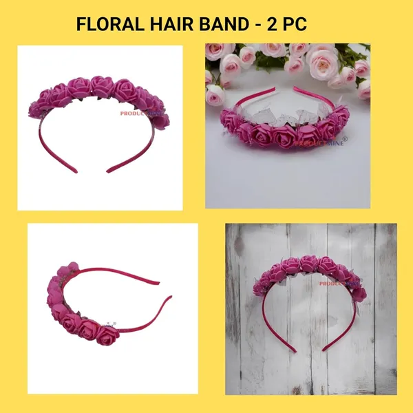 Set_Of_2_Pcs_-_Magenta_Floral_Hairband_Flower_Accessories_Tiara_For_Women_Wedding