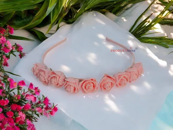 Peach_Floral_Hairband_Flower_Accessories_Tiara_For_Women_Wedding_-_1_Pc