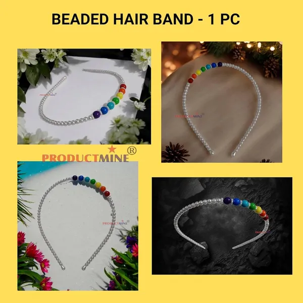 White_And_Rainbow_Rainbow_Beaded_Hairband_Hair_Accessories_For_Women_And_Girls-_Set_Of_1_Pc
