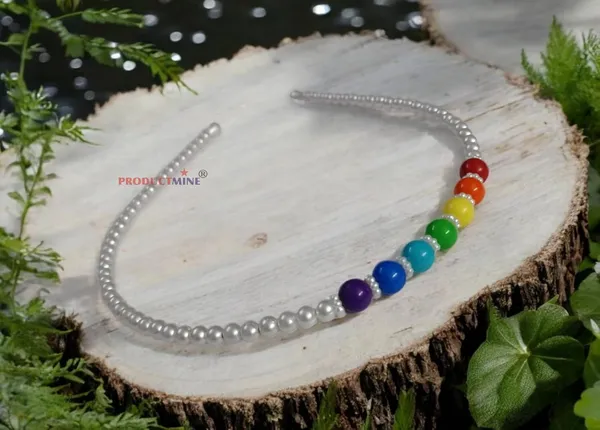 White_And_Rainbow_Rainbow_Beaded_Hairband_Hair_Accessories_For_Women_And_Girls-_Set_Of_1_Pc