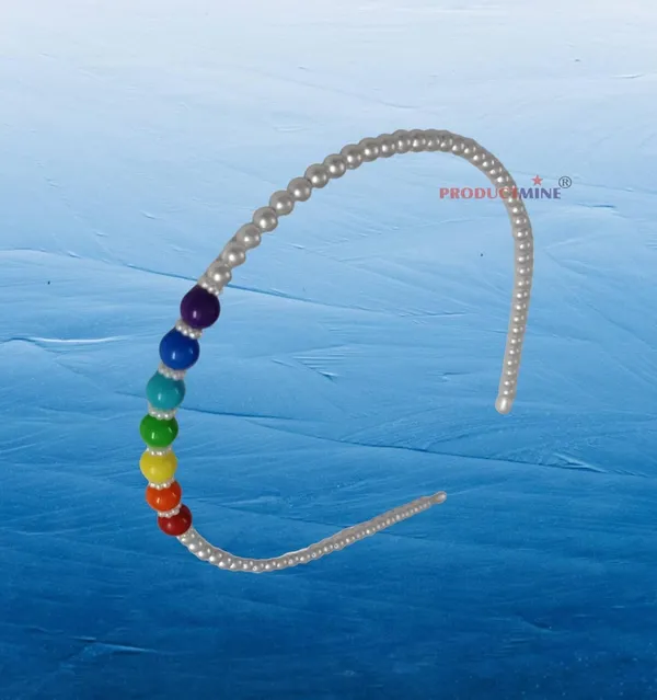 White_And_Rainbow_Rainbow_Beaded_Hairband_Hair_Accessories_For_Women_And_Girls-_Set_Of_1_Pc