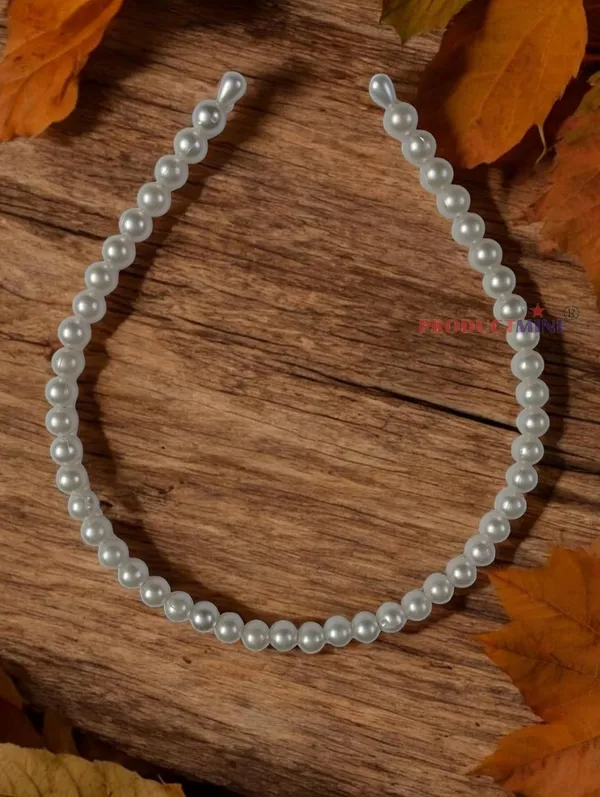 White_Faux_Pearls_Beaded_Hairband_Hair_Accessories_For_Women_And_Girls_T_:_1_Pc