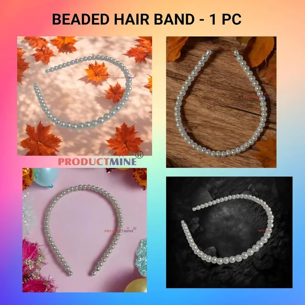White_Faux_Pearls_Beaded_Hairband_Hair_Accessories_For_Women_And_Girls_T_:_1_Pc