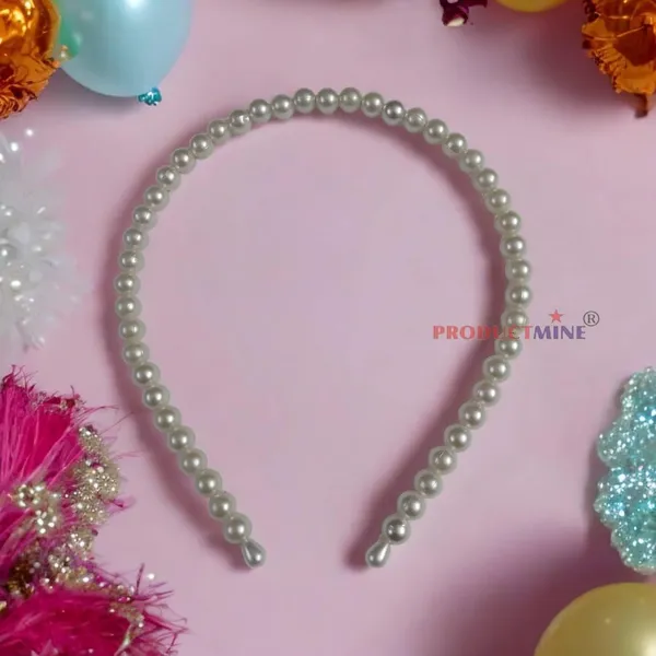 White_Faux_Pearls_Beaded_Hairband_Hair_Accessories_For_Women_And_Girls_T_:_1_Pc