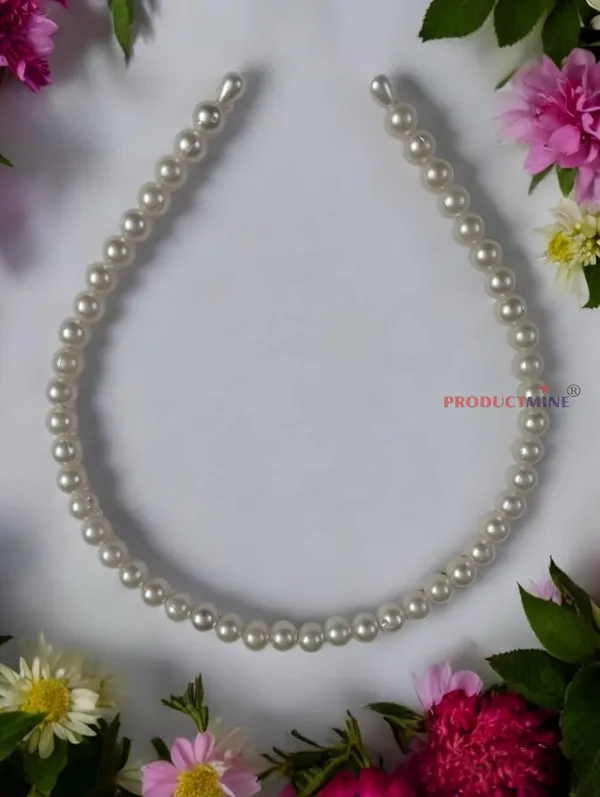 White_Faux_Pearls_Beaded_Hairband_Hair_Accessories_For_Women_And_Girls_T_:_1_Pc