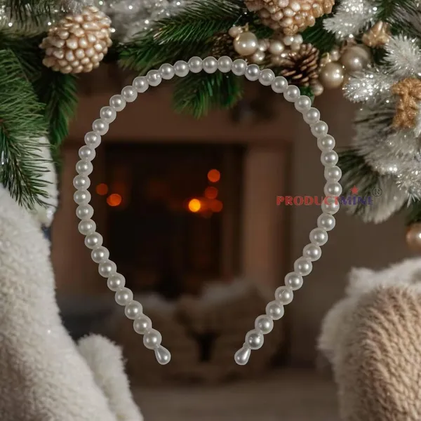 White_Faux_Pearls_Beaded_Hairband_Hair_Accessories_For_Women_And_Girls_T_:_1_Pc