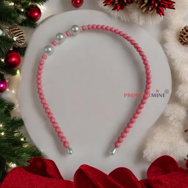 Pink_Beaded_Hairband_Hair_Accessories_For_Women_And_Girls_T_:1_Pc