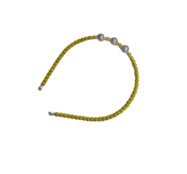 Yellow_Beaded_Hairband_Hair_Accessories_For_Women_And_Girls_T_:_1_Pc