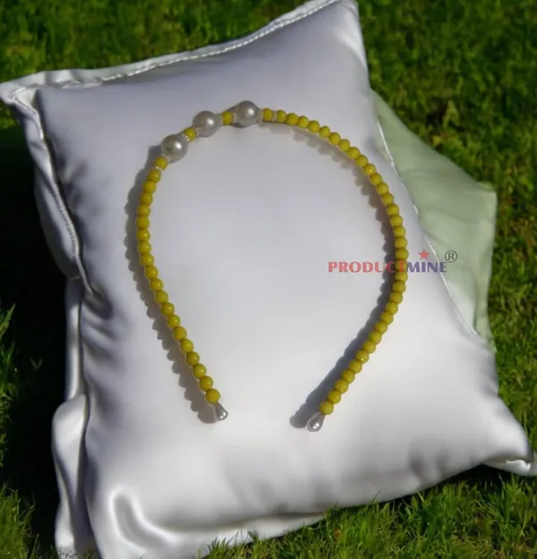 Yellow_Beaded_Hairband_Hair_Accessories_For_Women_And_Girls_T_:_1_Pc