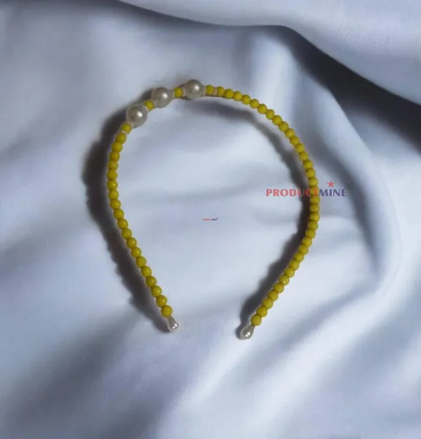 Yellow_Beaded_Hairband_Hair_Accessories_For_Women_And_Girls_T_:_1_Pc