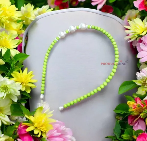 Neon_Green_Beaded_Hairband_Hair_Accessories_For_Women_And_Girls_T_:_1_Pc