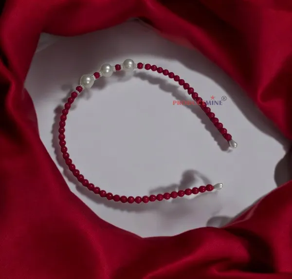 Magenta_Beaded_Hairband_Hair_Accessories_For_Women_And_Girls_T_:_1_Pc