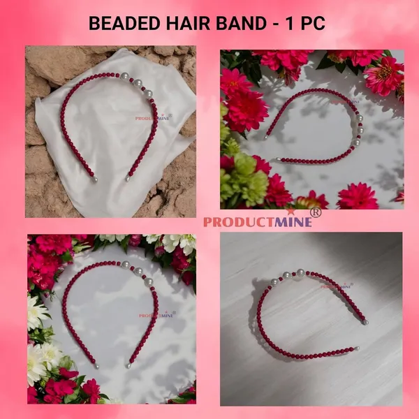 Magenta_Beaded_Hairband_Hair_Accessories_For_Women_And_Girls_T_:_1_Pc