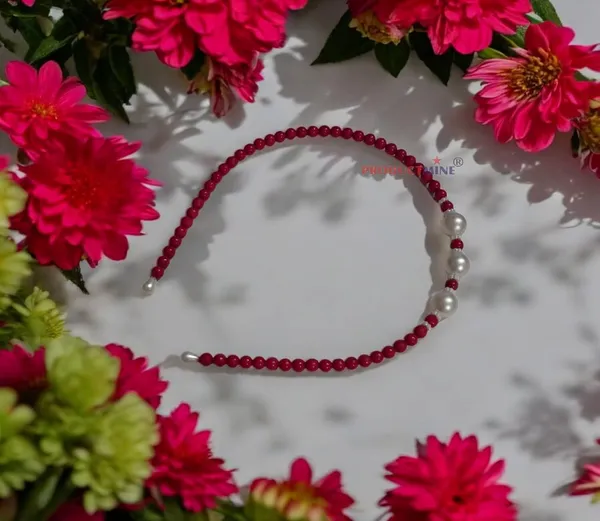 Magenta_Beaded_Hairband_Hair_Accessories_For_Women_And_Girls_T_:_1_Pc