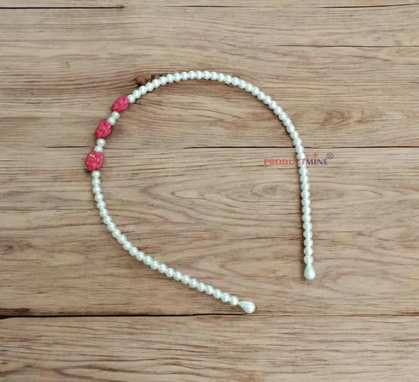 White_And__Magenta_Beaded_Hairband_Hair_Accessories_For_Women_And_Girls_T_:_1_Pc