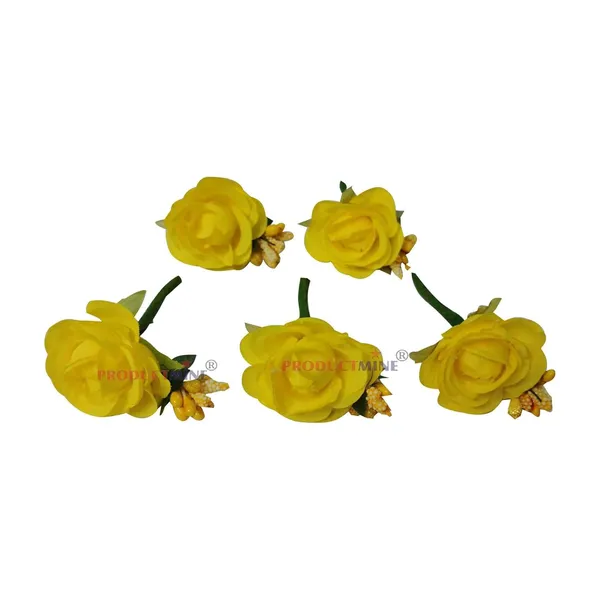 Yellow_Bridal_Hair_Bun_Pin_Accessories/Fancy_Golden_Juda_Pins_With_Artificial_For_Women_And_Girls_-_Set_Of_5_Pcs