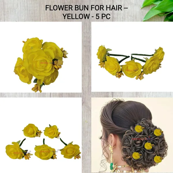 Yellow_Bridal_Hair_Bun_Pin_Accessories/Fancy_Golden_Juda_Pins_With_Artificial_For_Women_And_Girls_-_Set_Of_5_Pcs