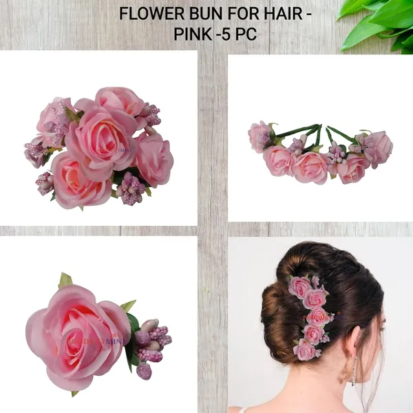 Pink_Bridal_Hair_Bun_Pin_Accessories/Fancy_Golden_Juda_Pins_With_Artificial_For_Women_And_Girls_-_Set_Of_5_Pcs