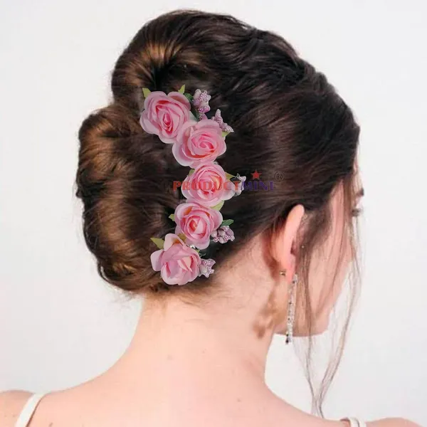 Pink_Bridal_Hair_Bun_Pin_Accessories/Fancy_Golden_Juda_Pins_With_Artificial_For_Women_And_Girls_-_Set_Of_5_Pcs
