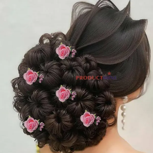 Pink_Bridal_Hair_Bun_Pin_Accessories/Fancy_Golden_Juda_Pins_With_Artificial_For_Women_And_Girls_-_Set_Of_5_Pcs