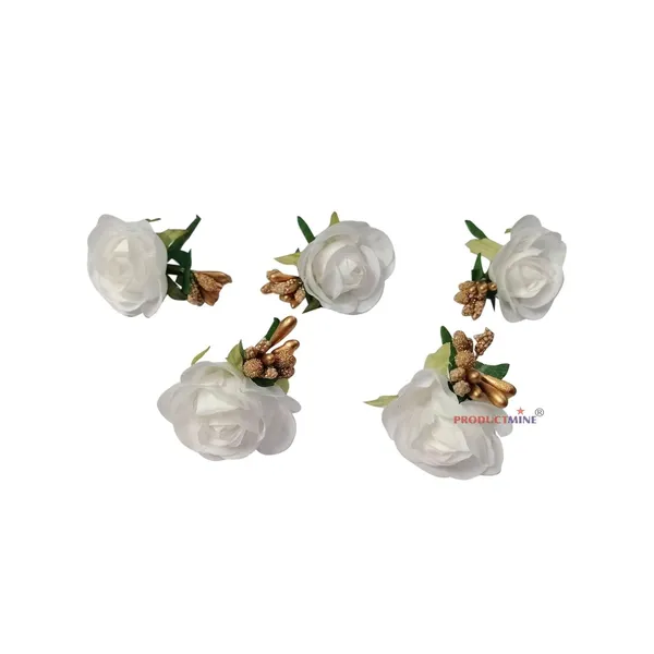 White_Bridal_Hair_Bun_Pin_Accessories/Fancy_Golden_Juda_Pins_With_Artificial_For_Women_And_Girls_-_Set_Of_5_Pcs