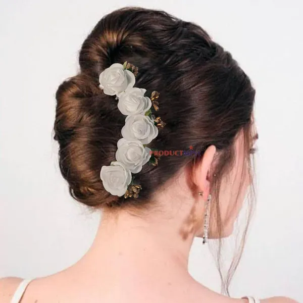 White_Bridal_Hair_Bun_Pin_Accessories/Fancy_Golden_Juda_Pins_With_Artificial_For_Women_And_Girls_-_Set_Of_5_Pcs