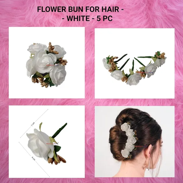 White_Bridal_Hair_Bun_Pin_Accessories/Fancy_Golden_Juda_Pins_With_Artificial_For_Women_And_Girls_-_Set_Of_5_Pcs