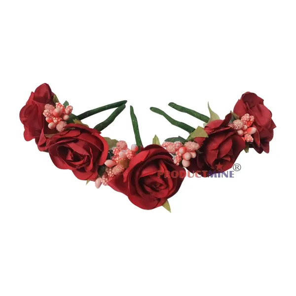 Maroon_Bridal_Hair_Bun_Pin_Accessories/Fancy_Golden_Juda_Pins_With_Artificial_For_Women_And_Girls_-_Set_Of_5_Pcs