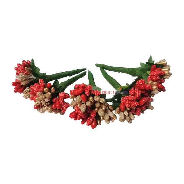 Multicolor_Bridal_Hair_Bun_Pin_Accessories/Fancy_Golden_Juda_Pins_With_Artificial_Stamen_For_Women_And_Girls_-_Set_Of_5_Pcs