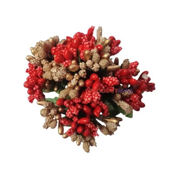 Multicolor_Bridal_Hair_Bun_Pin_Accessories/Fancy_Golden_Juda_Pins_With_Artificial_Stamen_For_Women_And_Girls_-_Set_Of_5_Pcs