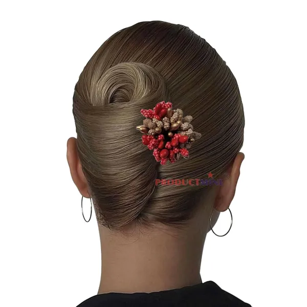 Multicolor_Bridal_Hair_Bun_Pin_Accessories/Fancy_Golden_Juda_Pins_With_Artificial_Stamen_For_Women_And_Girls_-_Set_Of_5_Pcs