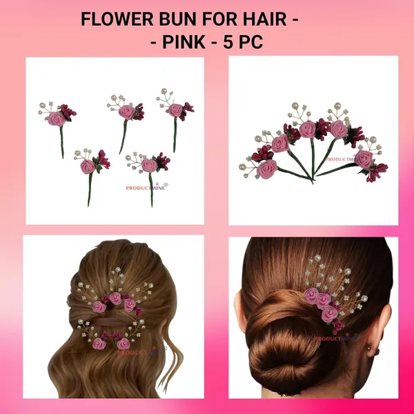 Pink_Bridal_Hair_Bun_Pin_Accessories/Fancy_Golden_Juda_Pins_With_Artificial_For_Women_And_Girls_-_Set_Of_5_Pcs