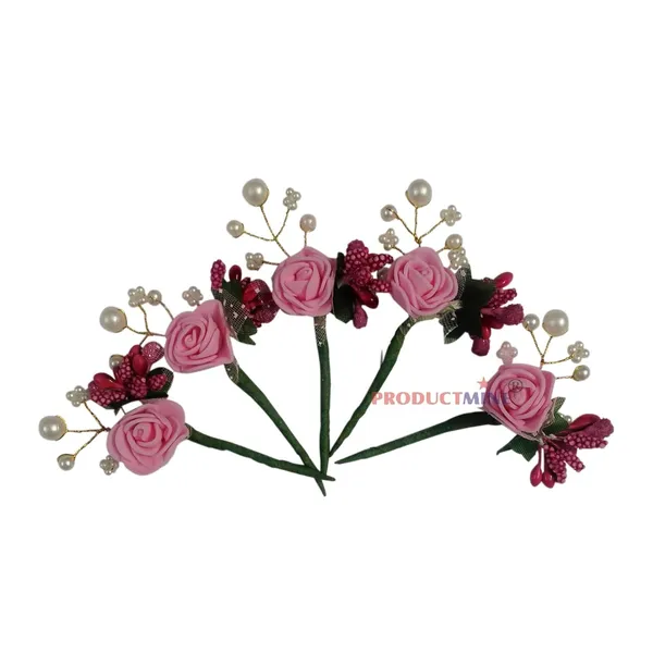 Pink_Bridal_Hair_Bun_Pin_Accessories/Fancy_Golden_Juda_Pins_With_Artificial_For_Women_And_Girls_-_Set_Of_5_Pcs
