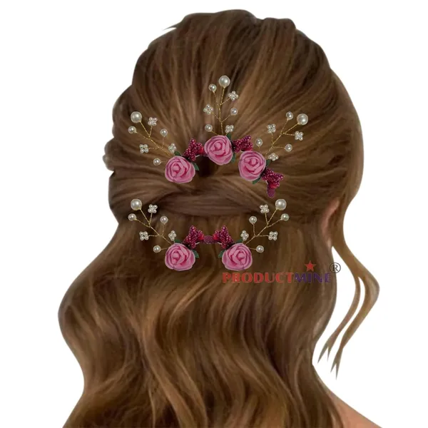 Pink_Bridal_Hair_Bun_Pin_Accessories/Fancy_Golden_Juda_Pins_With_Artificial_For_Women_And_Girls_-_Set_Of_5_Pcs