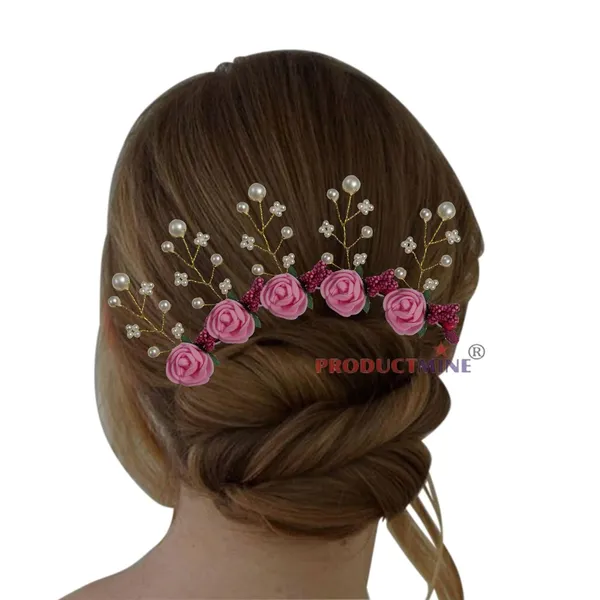 Pink_Bridal_Hair_Bun_Pin_Accessories/Fancy_Golden_Juda_Pins_With_Artificial_For_Women_And_Girls_-_Set_Of_5_Pcs