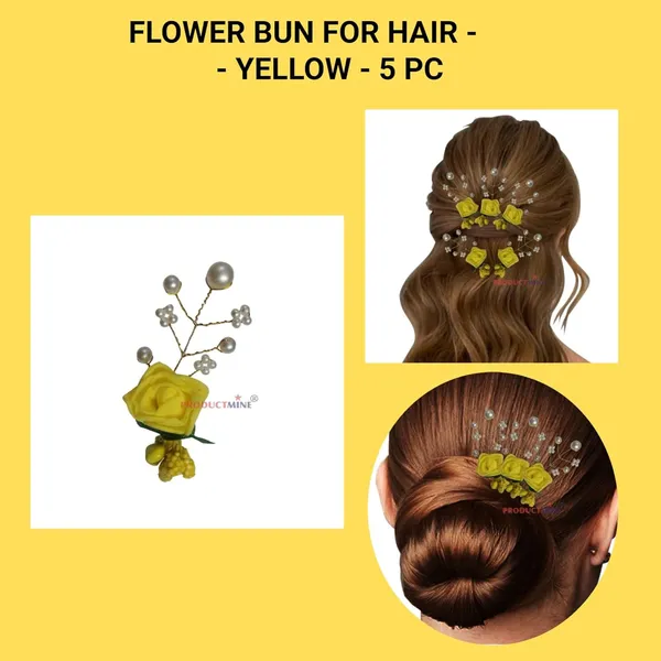 Yellow_Bridal_Hair_Bun_Pin_Accessories/Fancy_Golden_Juda_Pins_With_Artificial_For_Women_And_Girls_-_Set_Of_5_Pcs