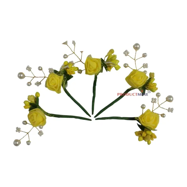 Yellow_Bridal_Hair_Bun_Pin_Accessories/Fancy_Golden_Juda_Pins_With_Artificial_For_Women_And_Girls_-_Set_Of_5_Pcs