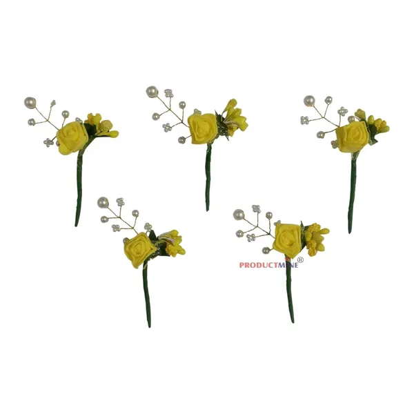 Yellow_Bridal_Hair_Bun_Pin_Accessories/Fancy_Golden_Juda_Pins_With_Artificial_For_Women_And_Girls_-_Set_Of_5_Pcs