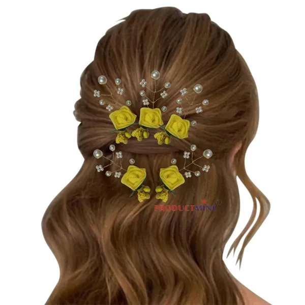 Yellow_Bridal_Hair_Bun_Pin_Accessories/Fancy_Golden_Juda_Pins_With_Artificial_For_Women_And_Girls_-_Set_Of_5_Pcs