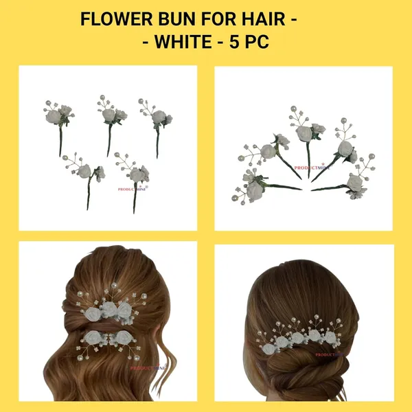 White_Bridal_Hair_Bun_Pin_Accessories/Fancy_Golden_Juda_Pins_For_Women_And_Girls_-_Set_Of_5_Pcs