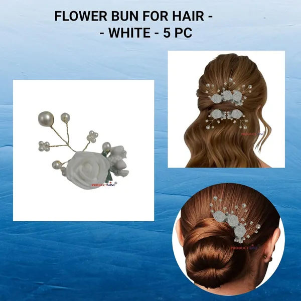 White_Bridal_Hair_Bun_Pin_Accessories/Fancy_Golden_Juda_Pins_For_Women_And_Girls_-_Set_Of_5_Pcs