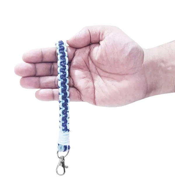 Blue_Macrame_Wristlet_Keychain_Handmade_Braided_Twisted_Hand_Wrist_Lanyard_For_Keys